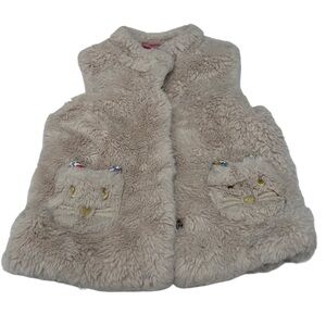 Mini Boden Toddler Girl Faux Fur Vest with Kitten Pockets 7-8